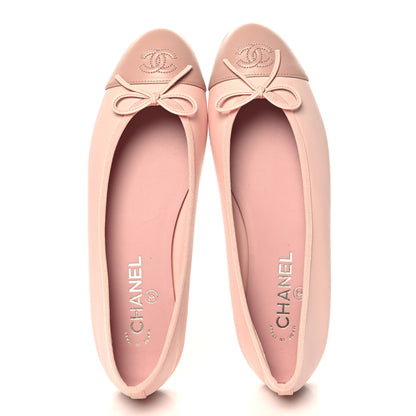Chanel Lambskin Cap Toe CC Ballerina Flats 40.5 Light Pink CHANEL Lambskin Cap Toe CC Ballerina Flats 40.5 Light Pink Dark Pink 2 of 9