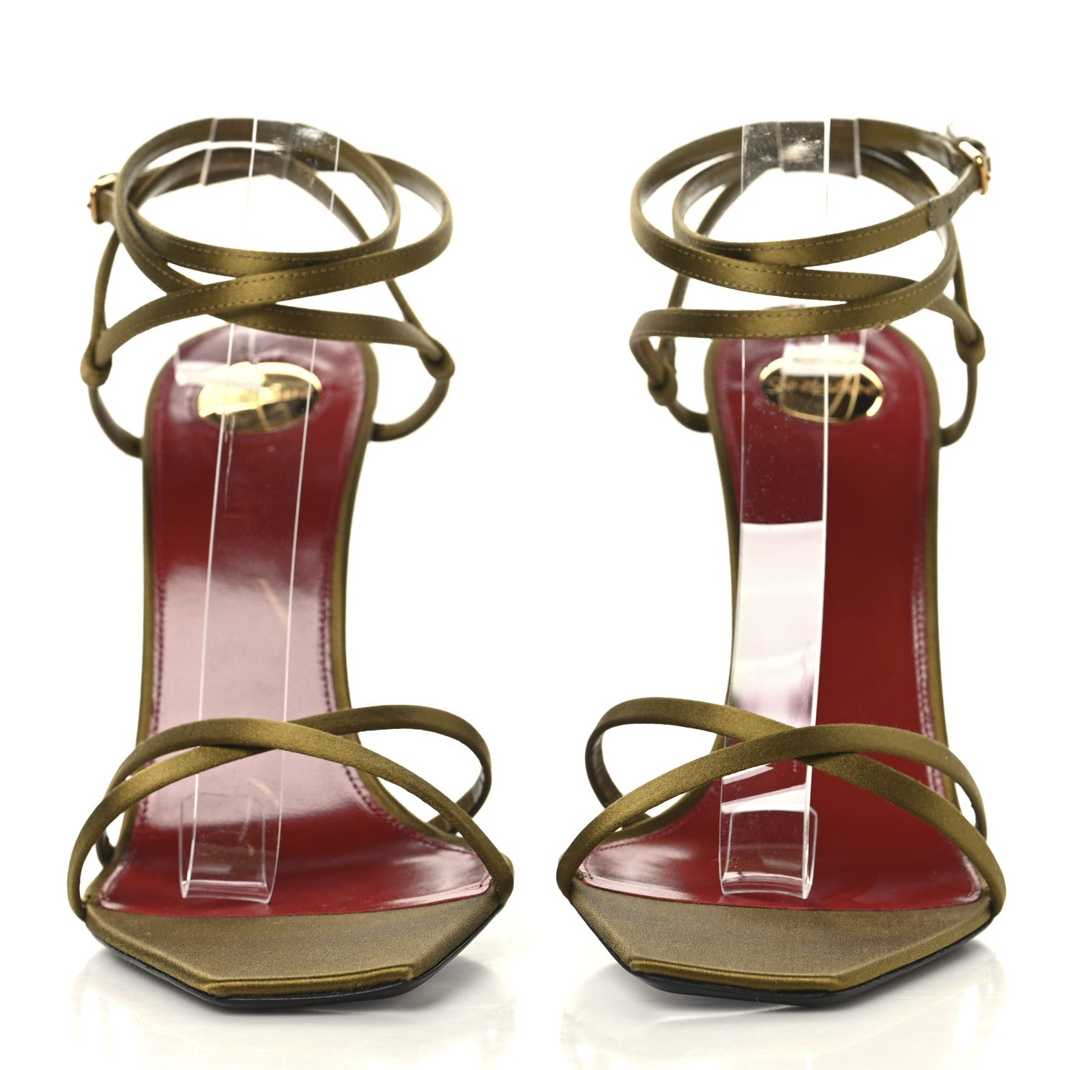 Saint Laurent Crepe Satin Opyum 110 Sandals 41 Cuba Gold 3 of 9