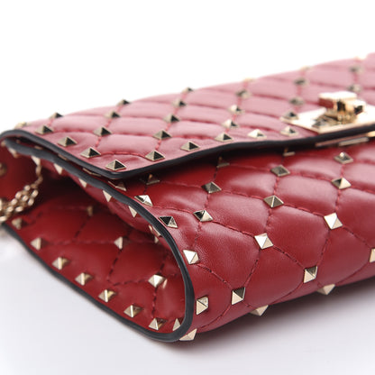 Valentino Garavani Nappa Rockstud Spike Wallet on Chain Rosso Valentino 7 of 9