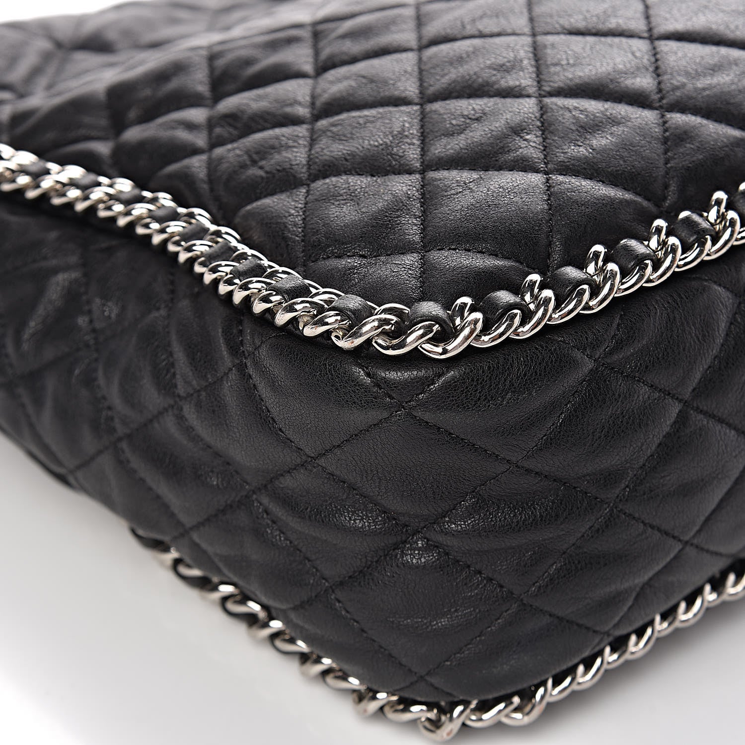 Chanel Washed Lambskin Quilted Maxi Chain Around Flap Black 14 of 20