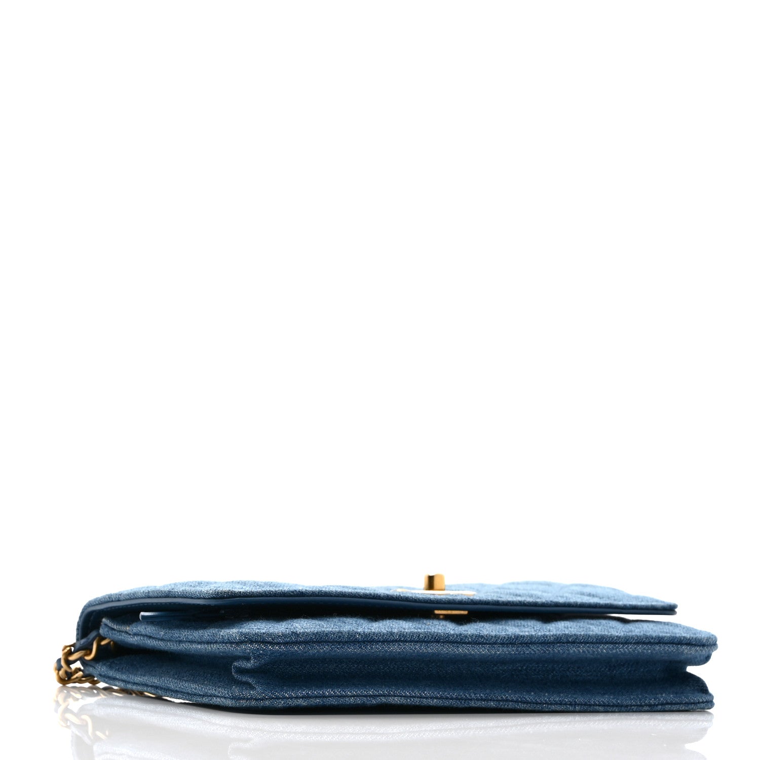 Chanel Denim Quilted CC Pearl Crush Wallet on Chain WOC Blue 4 of 11