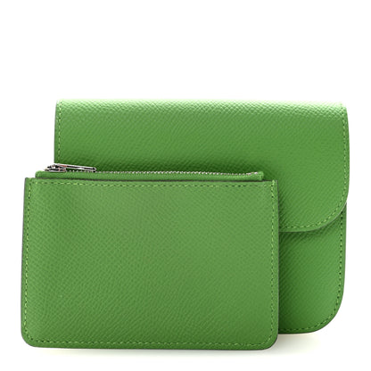 Hermes Epsom Enamel Constance Slim Wallet Vert Yucca Celeste 3 of 8
