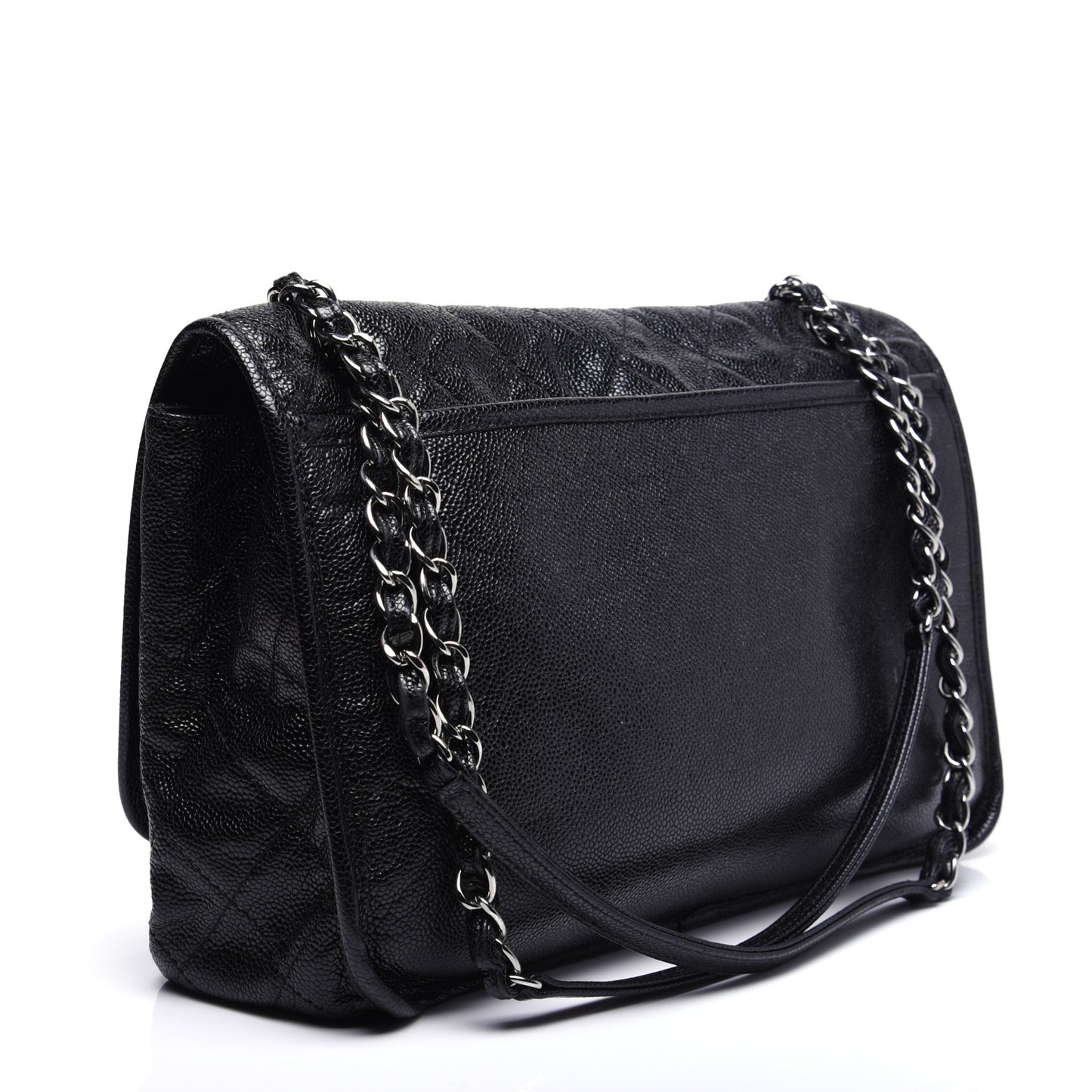 Grained Calfskin Large Natural Beauty Flap Black