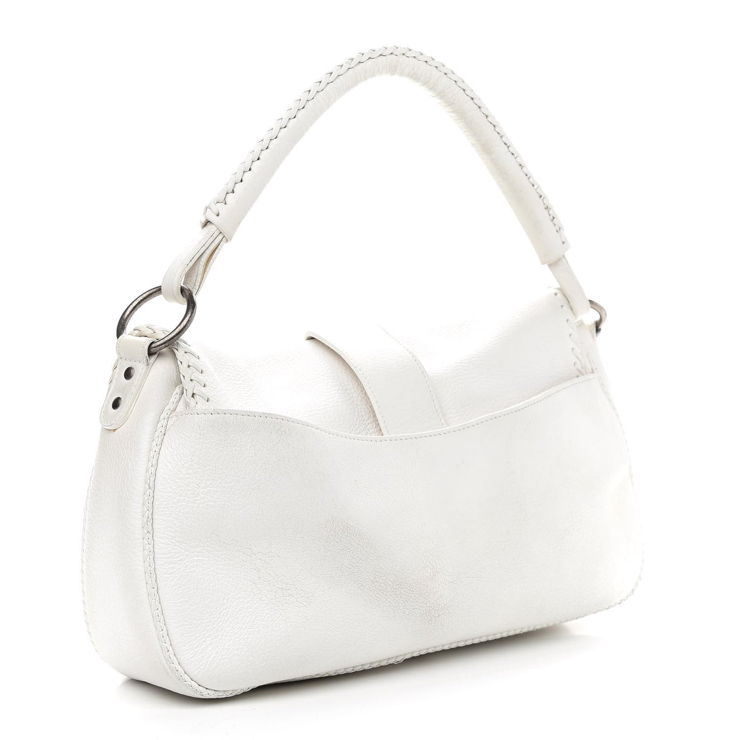 Calfskin Whipstitch Gaucho Double Saddle Bag White