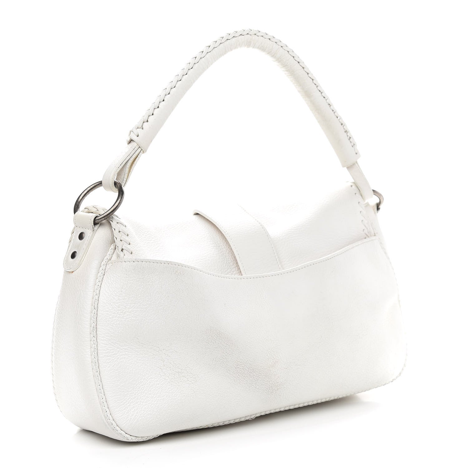 Christian Dior Calfskin Whipstitch Gaucho Double Saddle Bag White 3 of 13