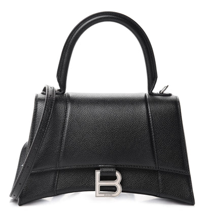 Balenciaga Grained Calfskin Small Hourglass Top Handle Bag Black 1 of 10