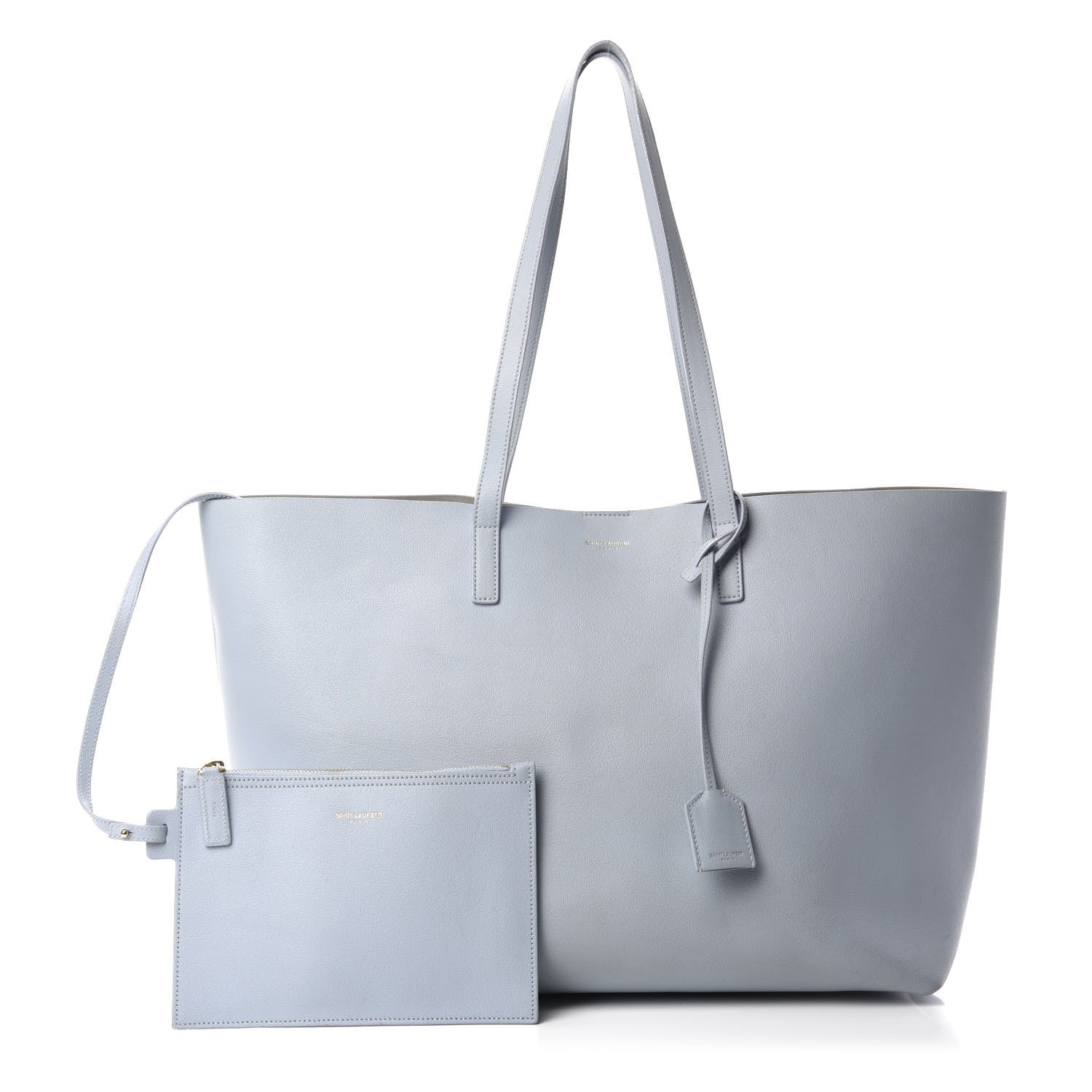 Saint Laurent Calfskin Large Shopping Tote Light Blue 1 of 14