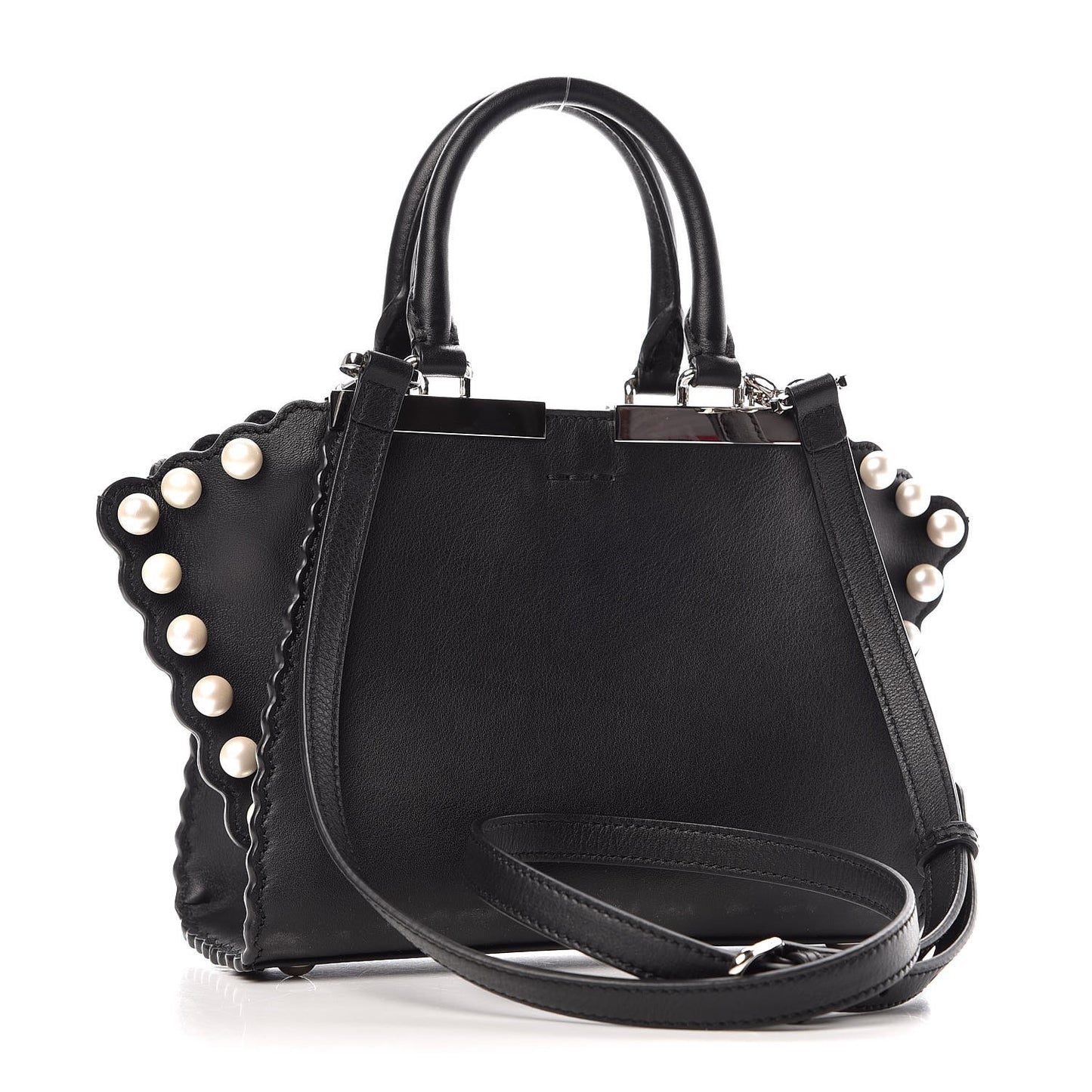 Vitello Pearl Embellished Mini 3Jours Tote Black