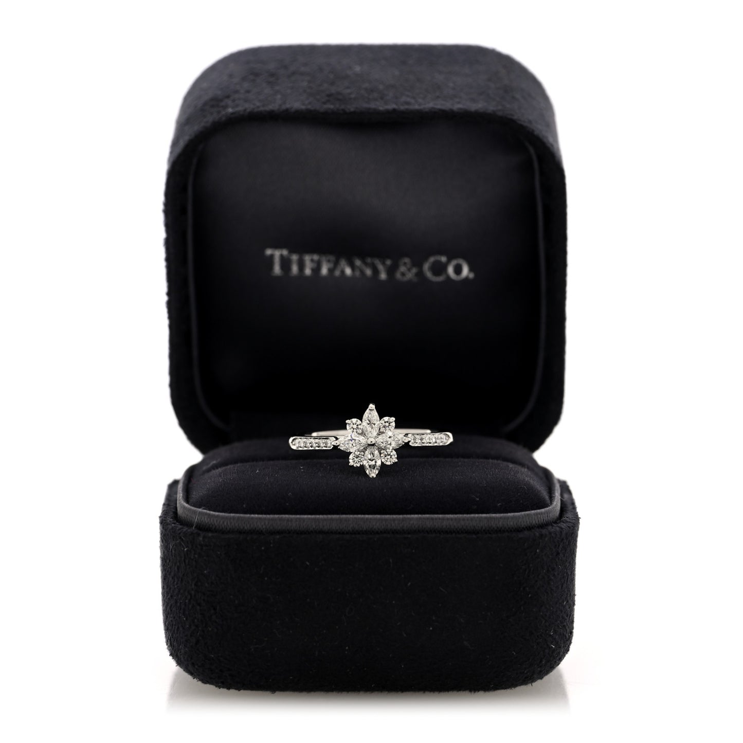 Platinum Marquise Diamond Victoria Cluster Ring 52 6