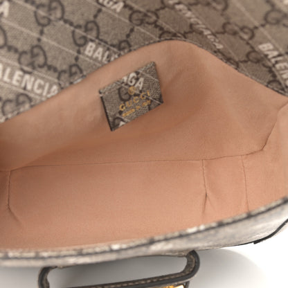 Gucci X BALENCIAGA GG Supreme Monogram Web Logo Print Mini Horsebit 1955 Shoulder Bag Beige Ebony 5 of 11