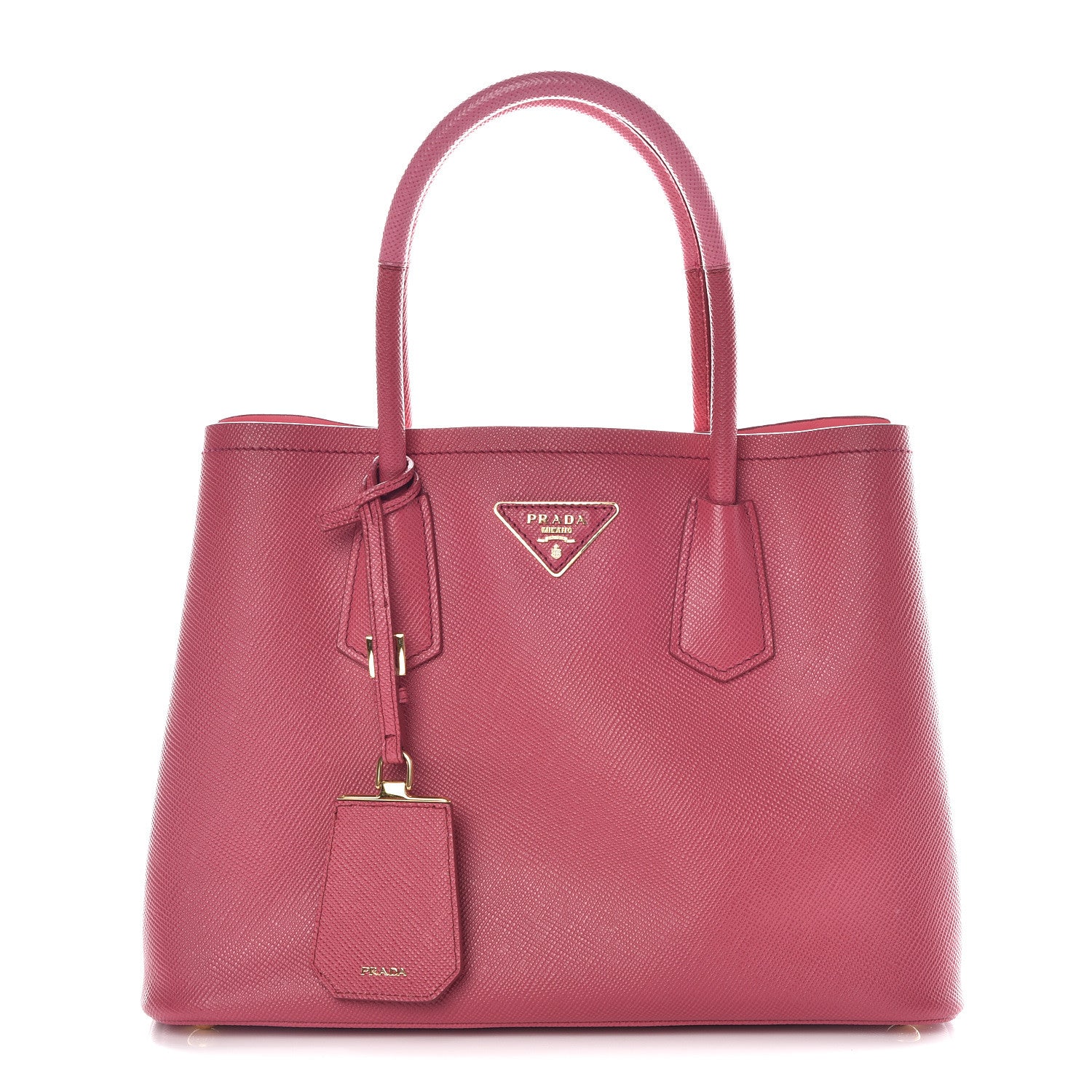 Prada Saffiano Cuir Small Bi-Color Double Bag Peonia Geranio 1 of 12