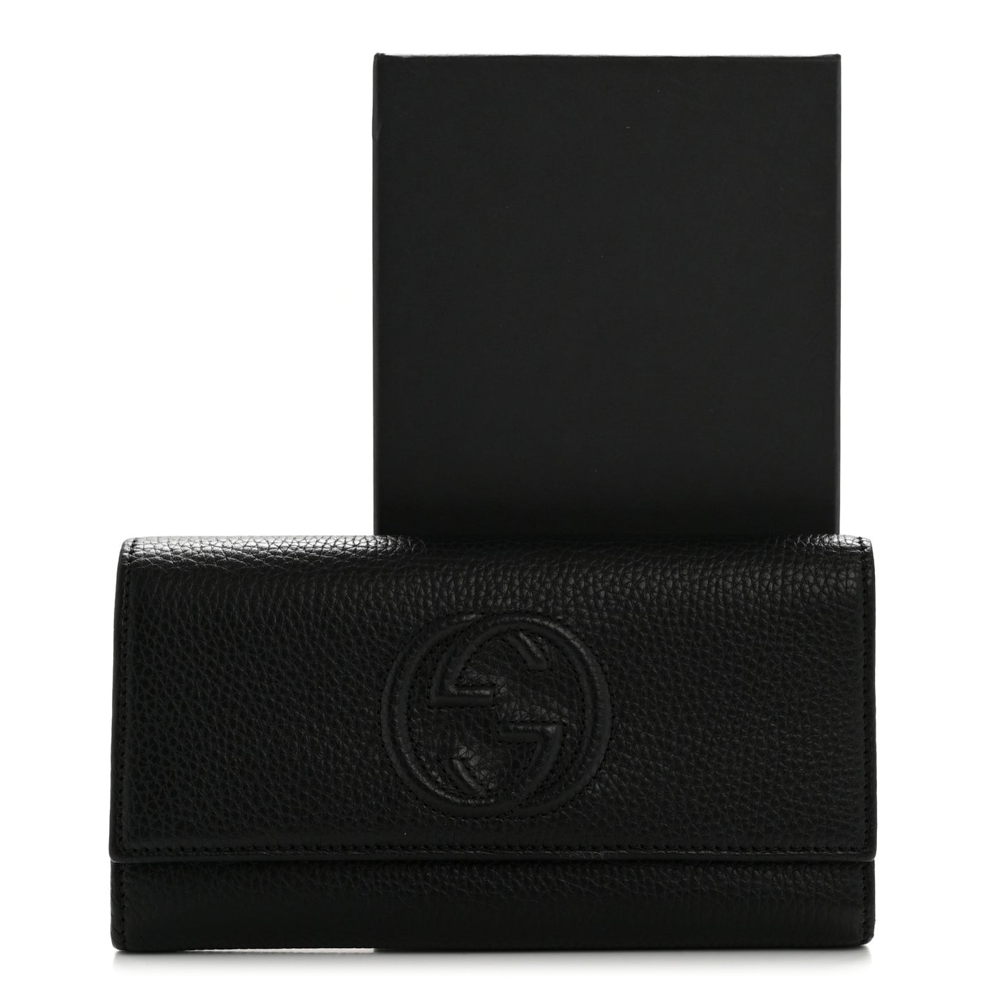 Pebbled Calfskin Large Soho Continental Wallet Black