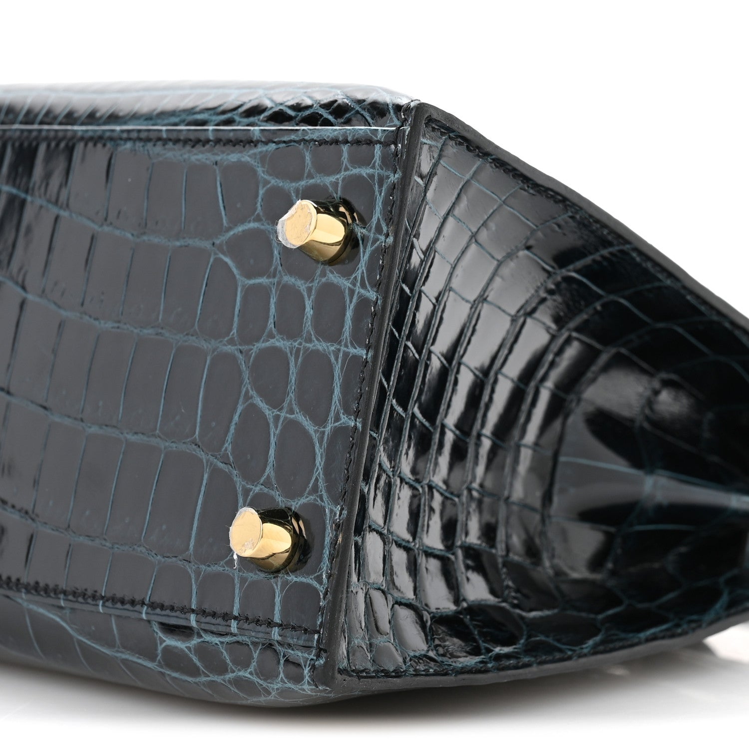 Hermes Shiny Niloticus Crocodile Kelly Sellier 25 Vert Rousseau 10 of 10
