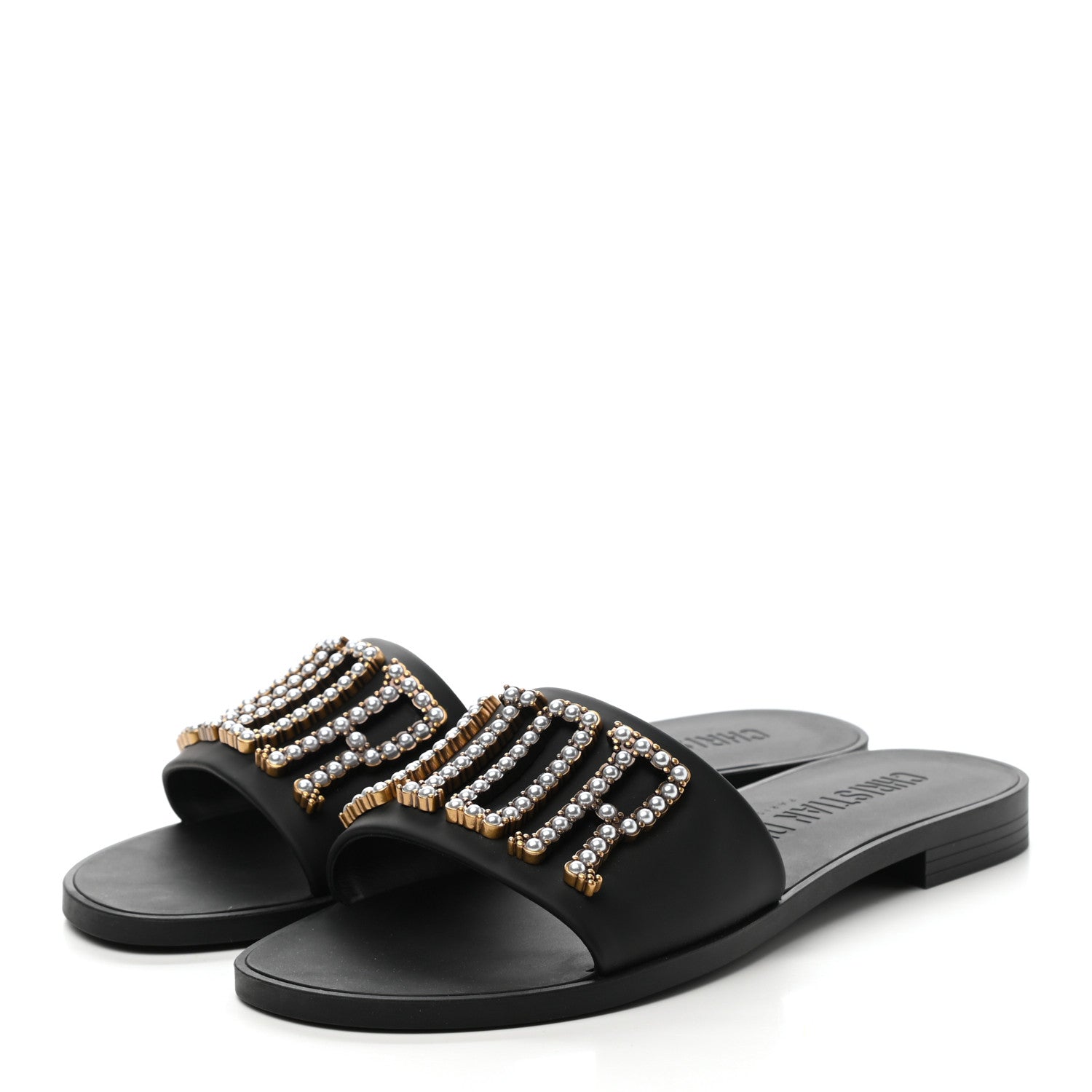 Christian Dior Matte Calfskin Pearl Dio(r)evolution Slide Sandals 38 Black 3 of 8