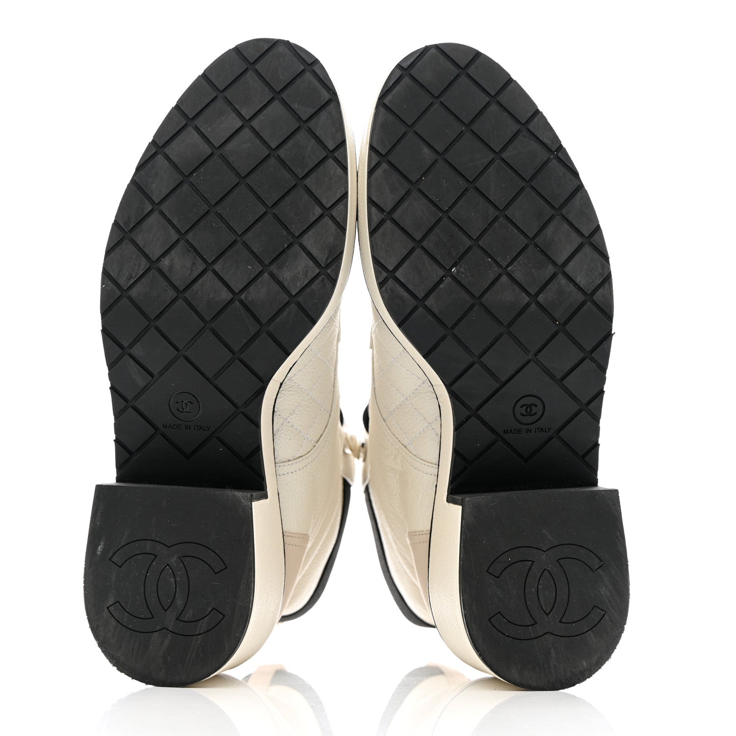 Chanel Pearly Calfskin Patent Calfskin Quilted Lace Up Boots 38.5 White Light Gray Black 5 of 18