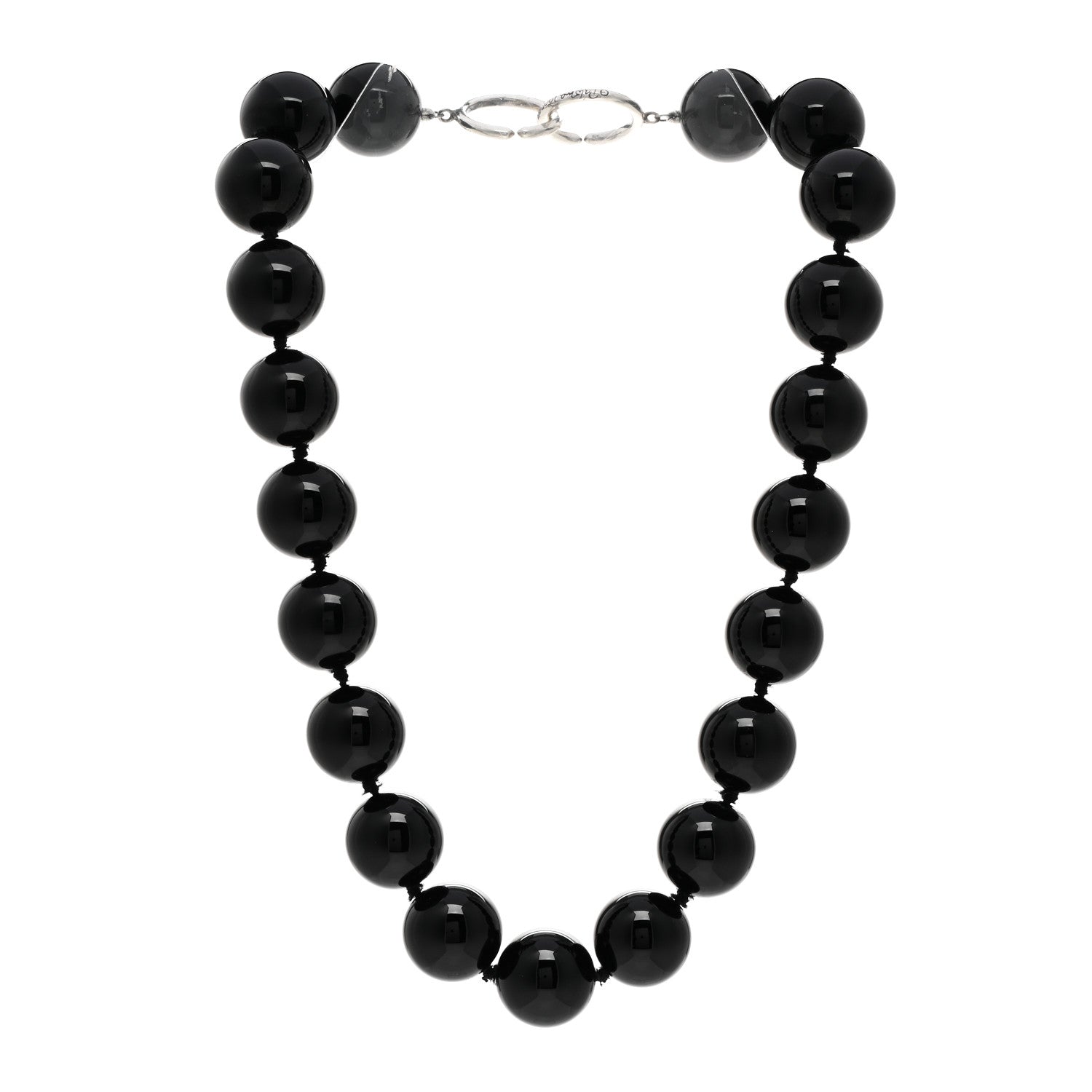 Tiffany Sterling Silver Black Onyx 18mm Paloma Picasso Bead Necklace 3 of 4