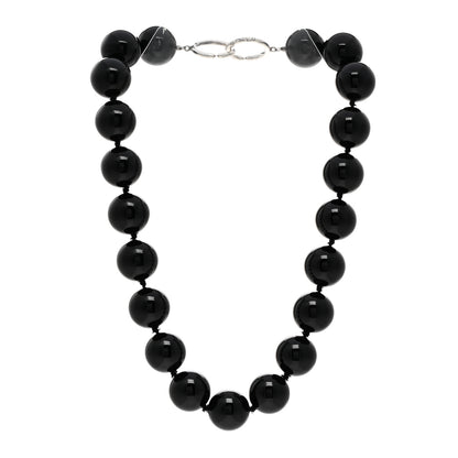 Tiffany Sterling Silver Black Onyx 18mm Paloma Picasso Bead Necklace 3 of 4