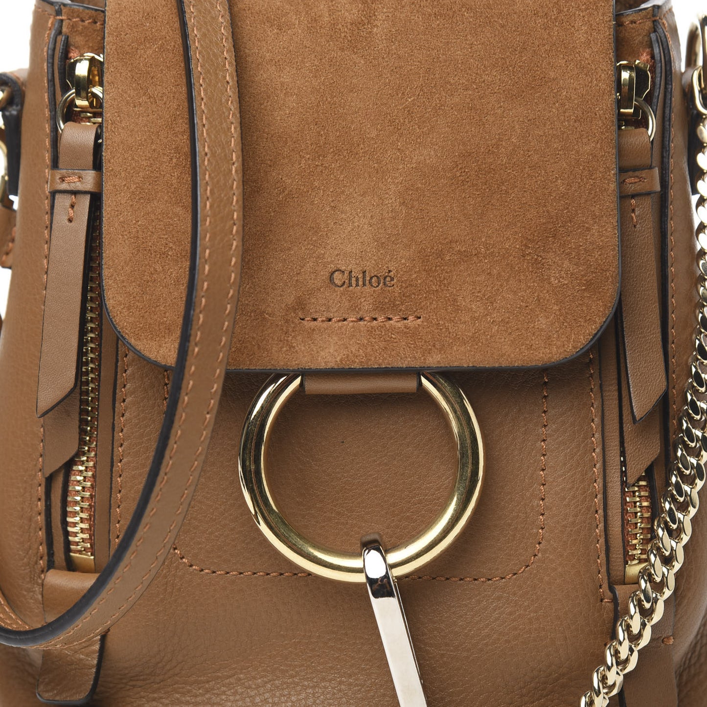 Suede Calfskin Mini Faye Backpack Khaki