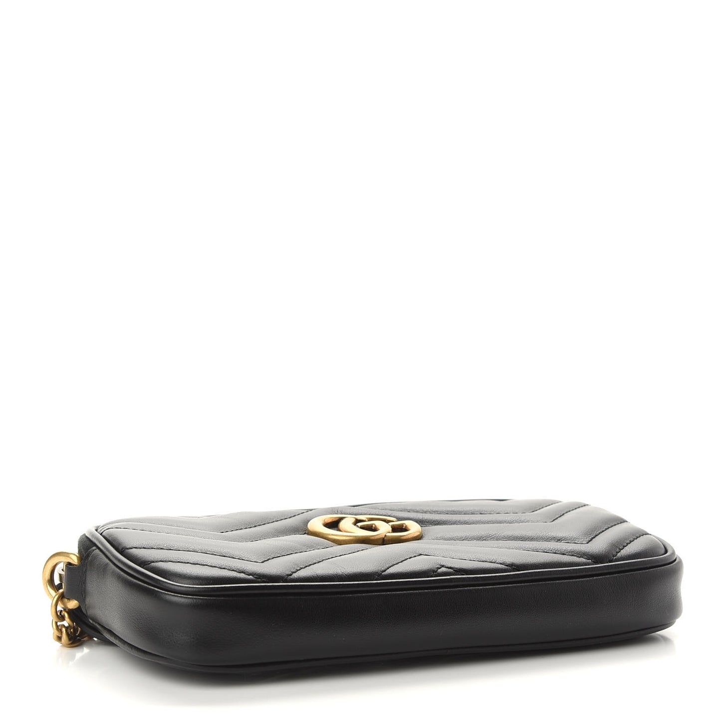 Calfskin Matelasse Mini GG Marmont Chain Crossbody Bag Black