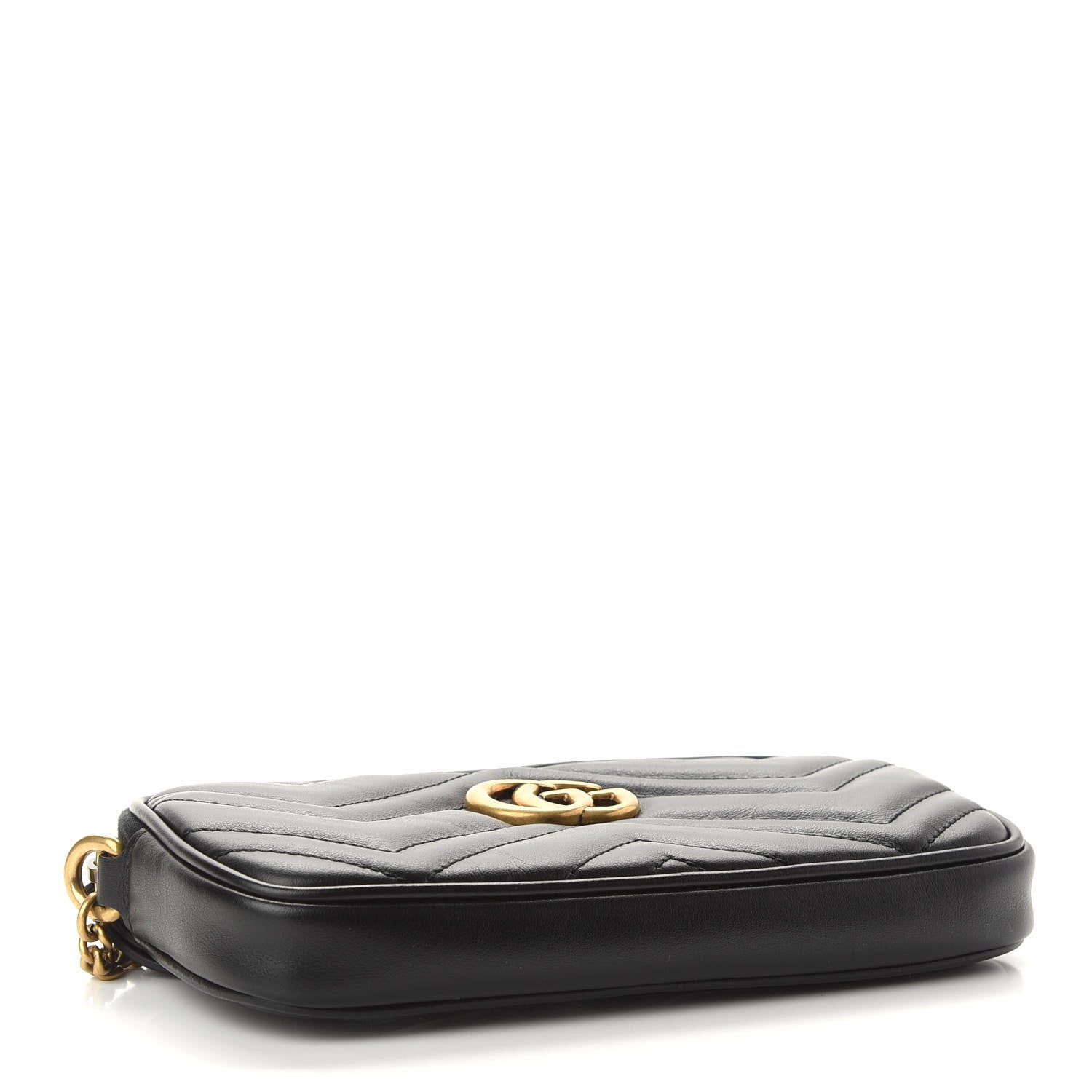 Gucci Calfskin Matelasse Mini GG Marmont Chain Crossbody Bag Black 4 of 10