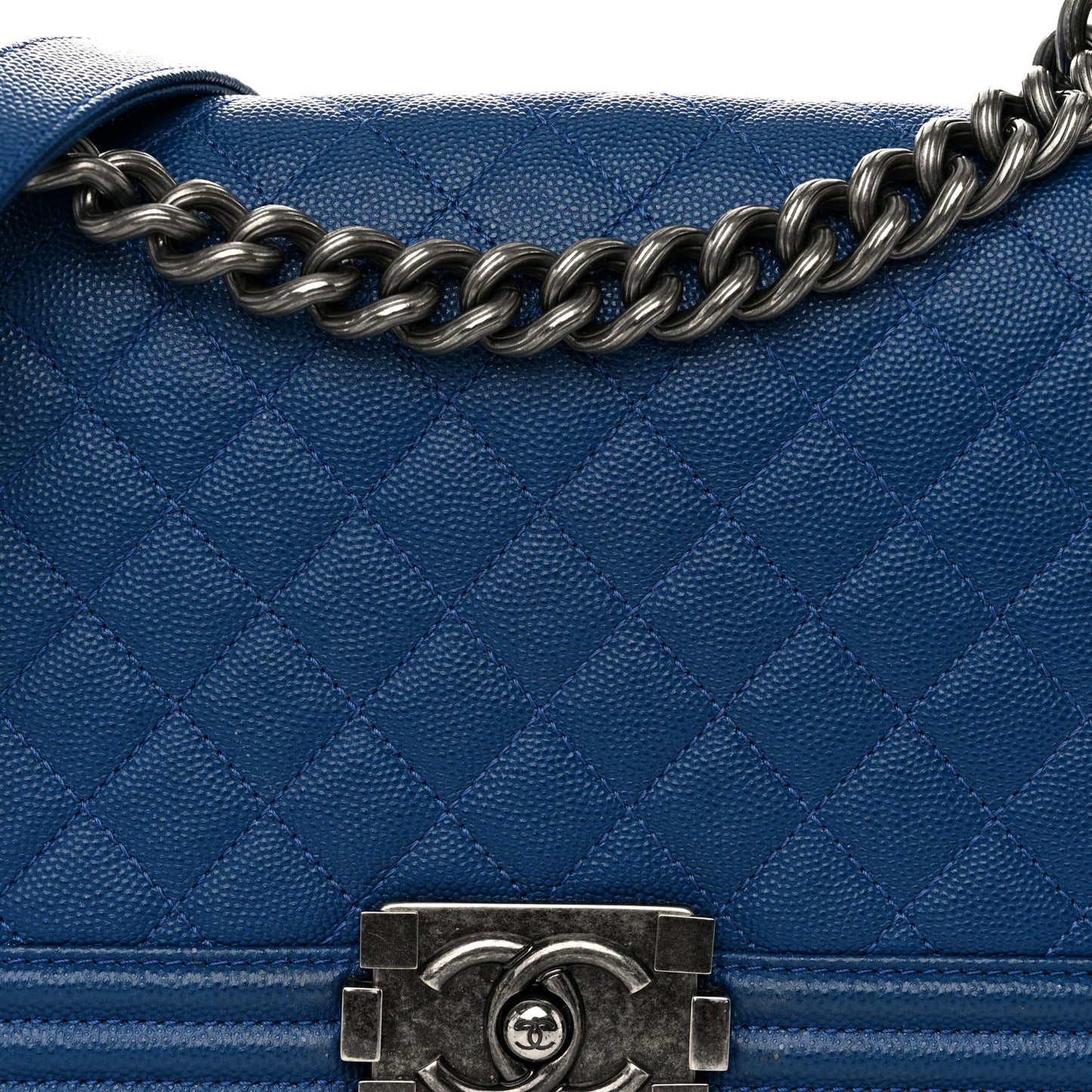 Caviar Quilted Medium Boy Flap Blue