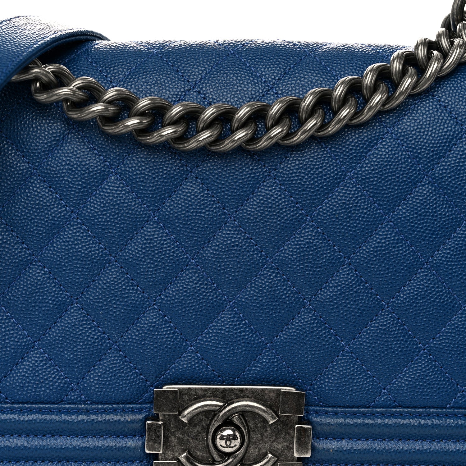 Chanel Caviar Quilted Medium Boy Flap Blue 8 of 11