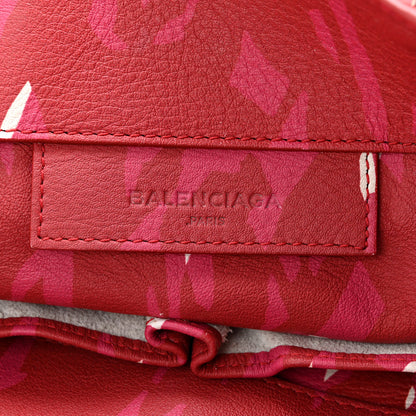Balenciaga Supple Calfskin Printed Papier A5 Zip Around Tote Red Pink White 7 of 13