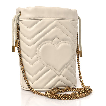 Gucci Calfskin Matelasse Mini GG Marmont 2.0 Bucket Bag White 3 of 9