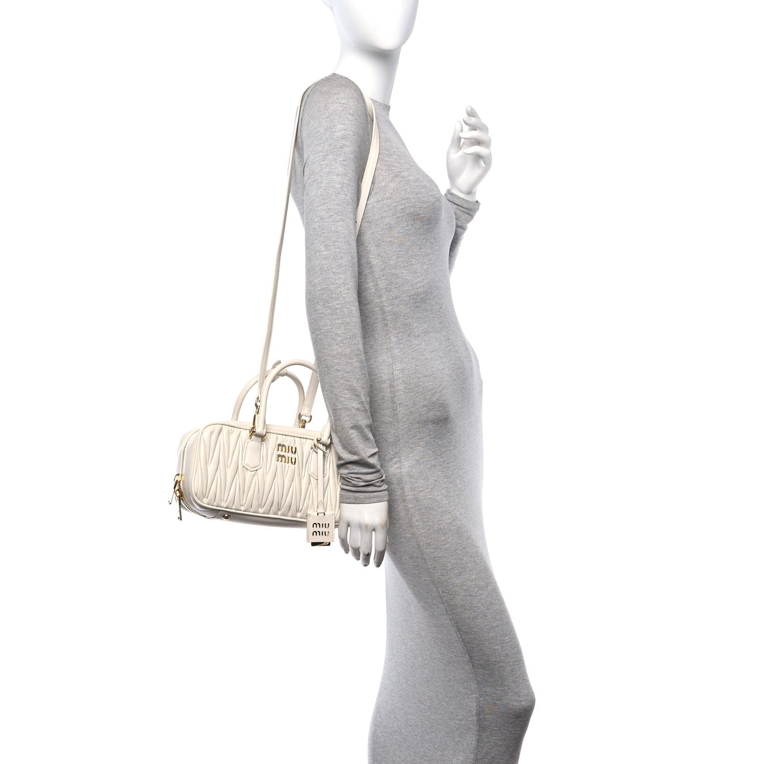 Miu Miu Nappa Matelasse Large Arcadie Top Handle Bag White 2 of 9