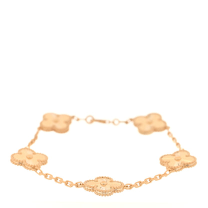 Van Cleef & Arpels 18K Yellow Gold 5 Motifs Guilloche Vintage Alhambra Bracelet 1 of 4
