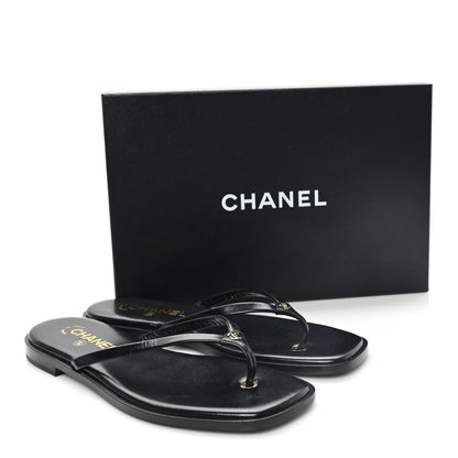 Chanel Goatskin CC Times Square Thong Sandals 39 Black 10 of 10