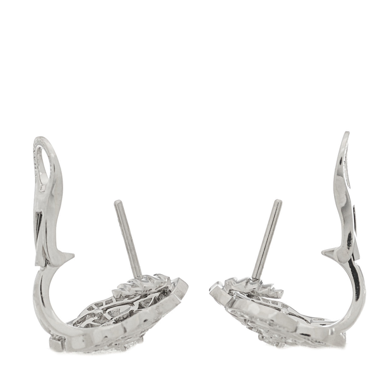 18K White Gold Diamond Bouton de Camelia Earrings