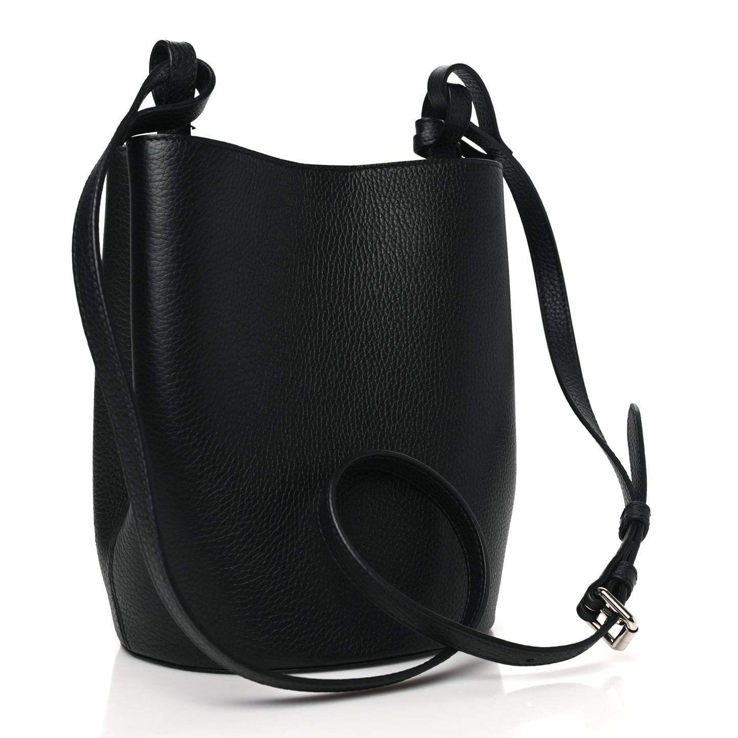 London Grainy Calfskin Small Lorne Bucket Crossbody Black