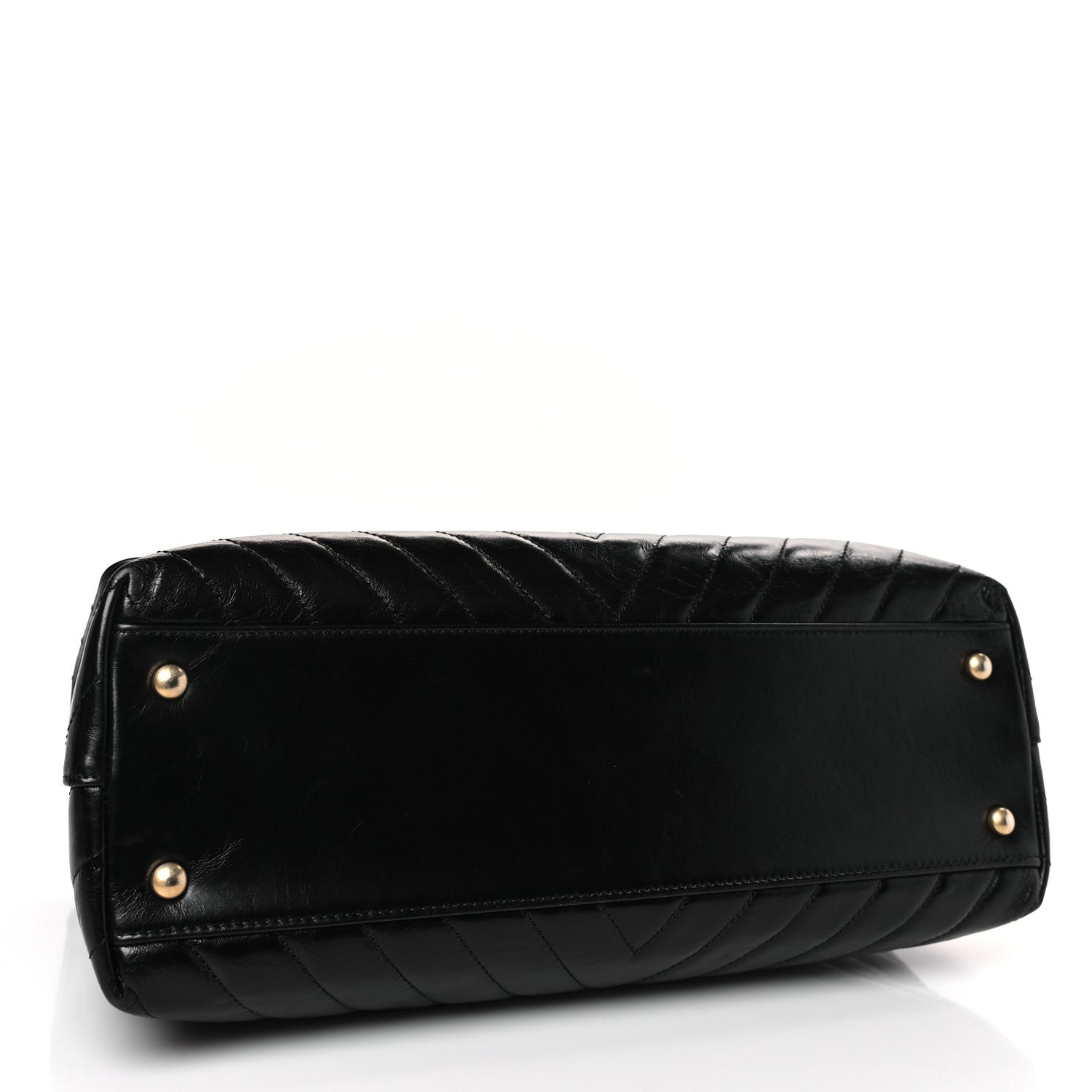 Chanel Aged Calfskin Chevron Quilted Large Coco Handle Flap Black 4 of 9