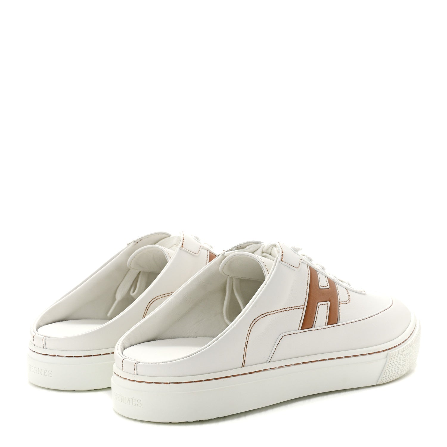 Hermes Calfskin Mens Keep Mule Sneakers 42 White Naturel 5 of 13