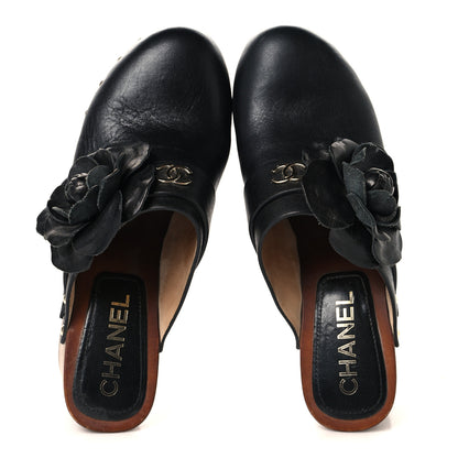 Chanel Calfskin Camellia Clogs 36 Black 2 of 10