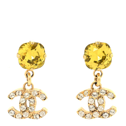 Chanel Crystal Pearl CC Drop Earrings Yellow Gold 1 of 6