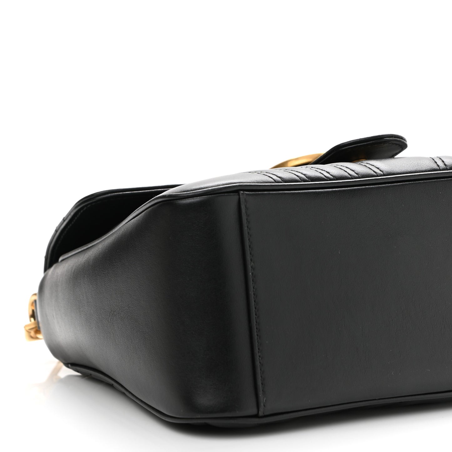 Calfskin Matelasse Small GG Marmont Top Handle Shoulder Bag Black