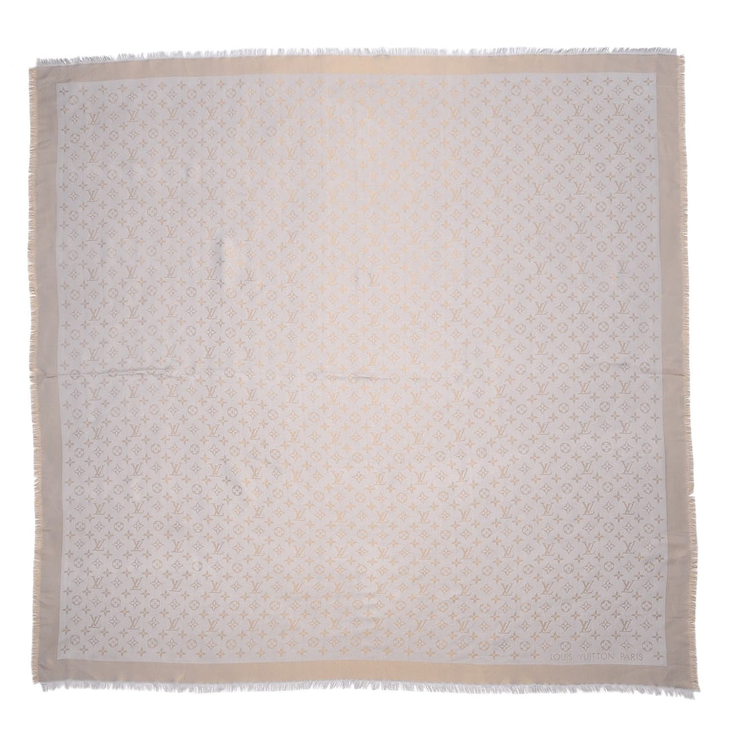 Silk Lurex Wool Monogram Shine Shawl Charcoal Greige