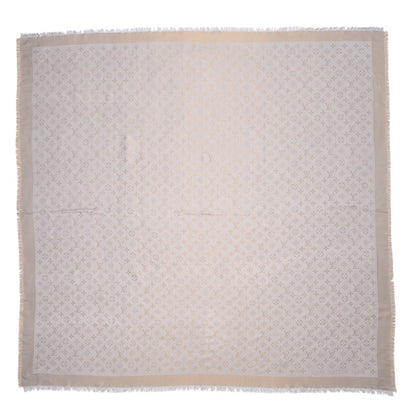 Louis Vuitton Silk Lurex Wool Monogram Shine Shawl Charcoal Greige 1 of 6