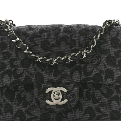 Chanel Printed Denim Quilted Flower Mini Rectangular Flap Black 8 of 11