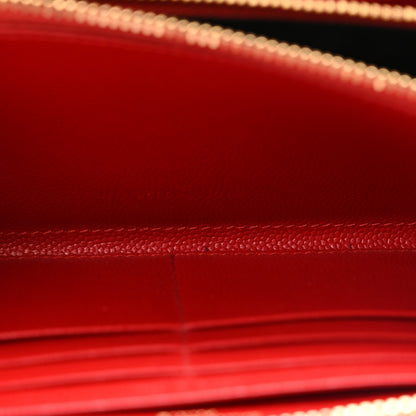 Saint Laurent Grain De Poudre Matelasse Chevron Monogram Zip Around Wallet Red 6 of 11