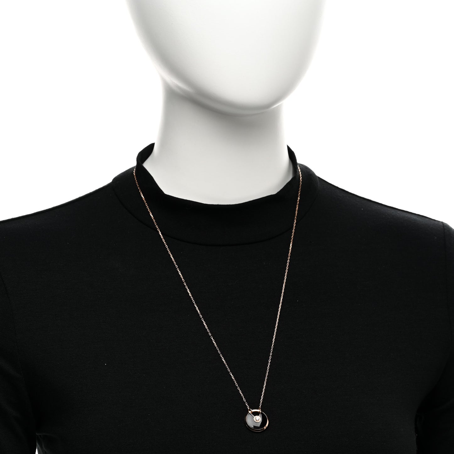 18K Pink Gold Diamond Black Onyx SM Amulette de Cartier Pendant Necklace