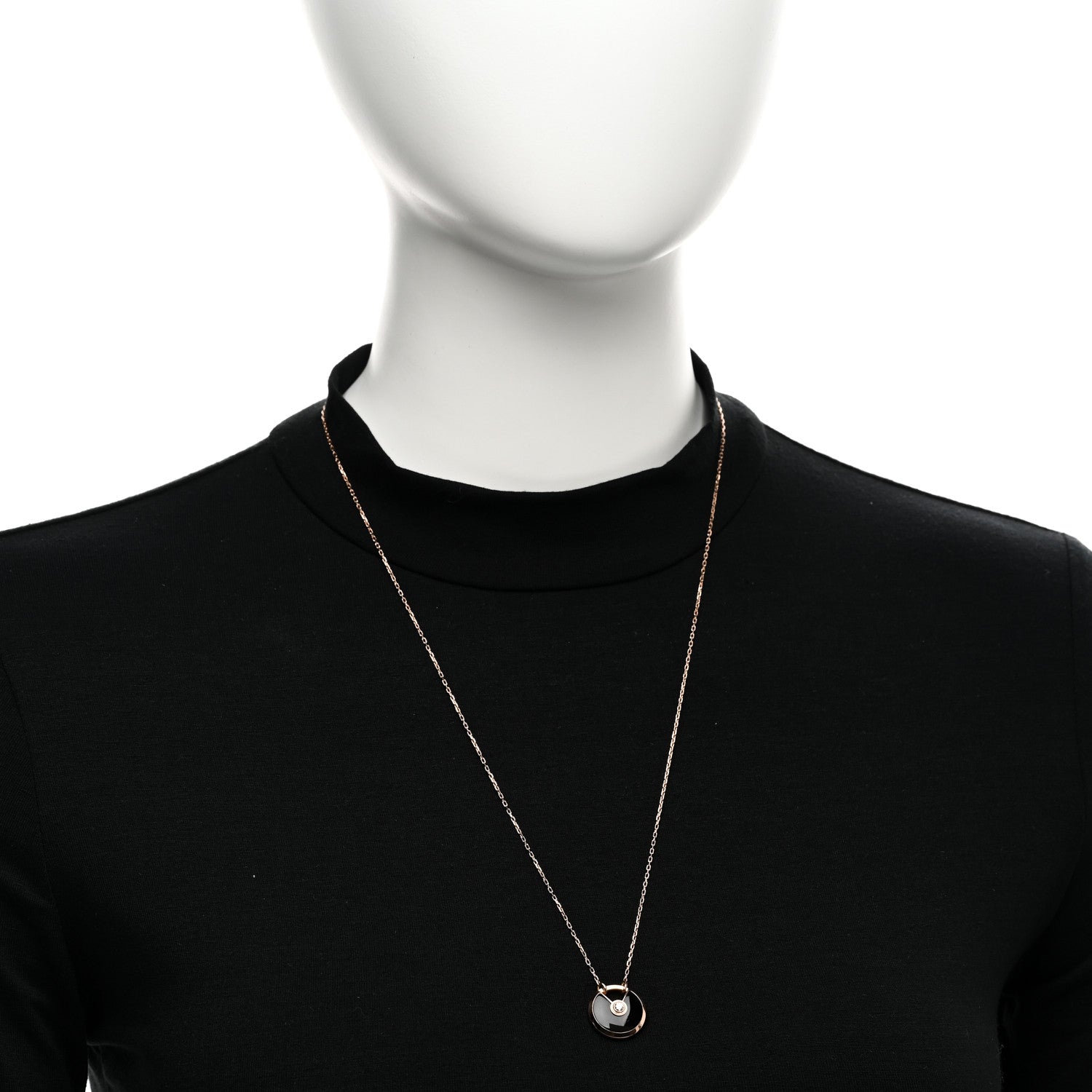 Cartier 18K Pink Gold Diamond Black Onyx SM Amulette de Cartier Pendant Necklace 2 of 5