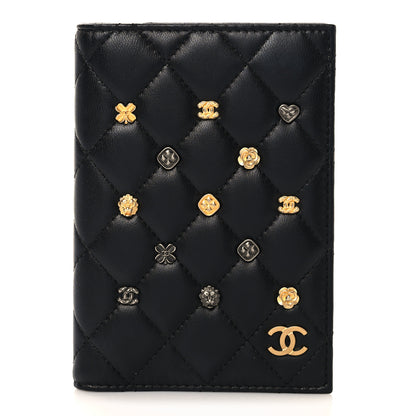 Chanel Lambskin Quilted Lucky Charms Passport Holder Black 1 of 7