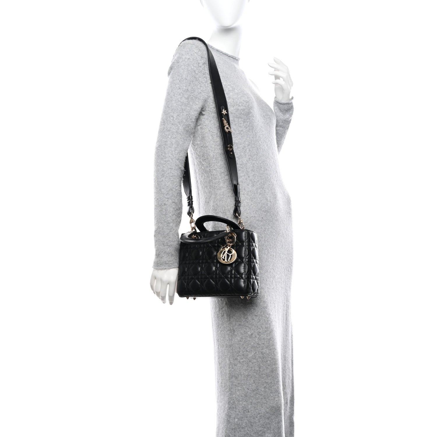 Christian Dior Lambskin Cannage Small My ABCDior Lady Dior Black 2 of 13