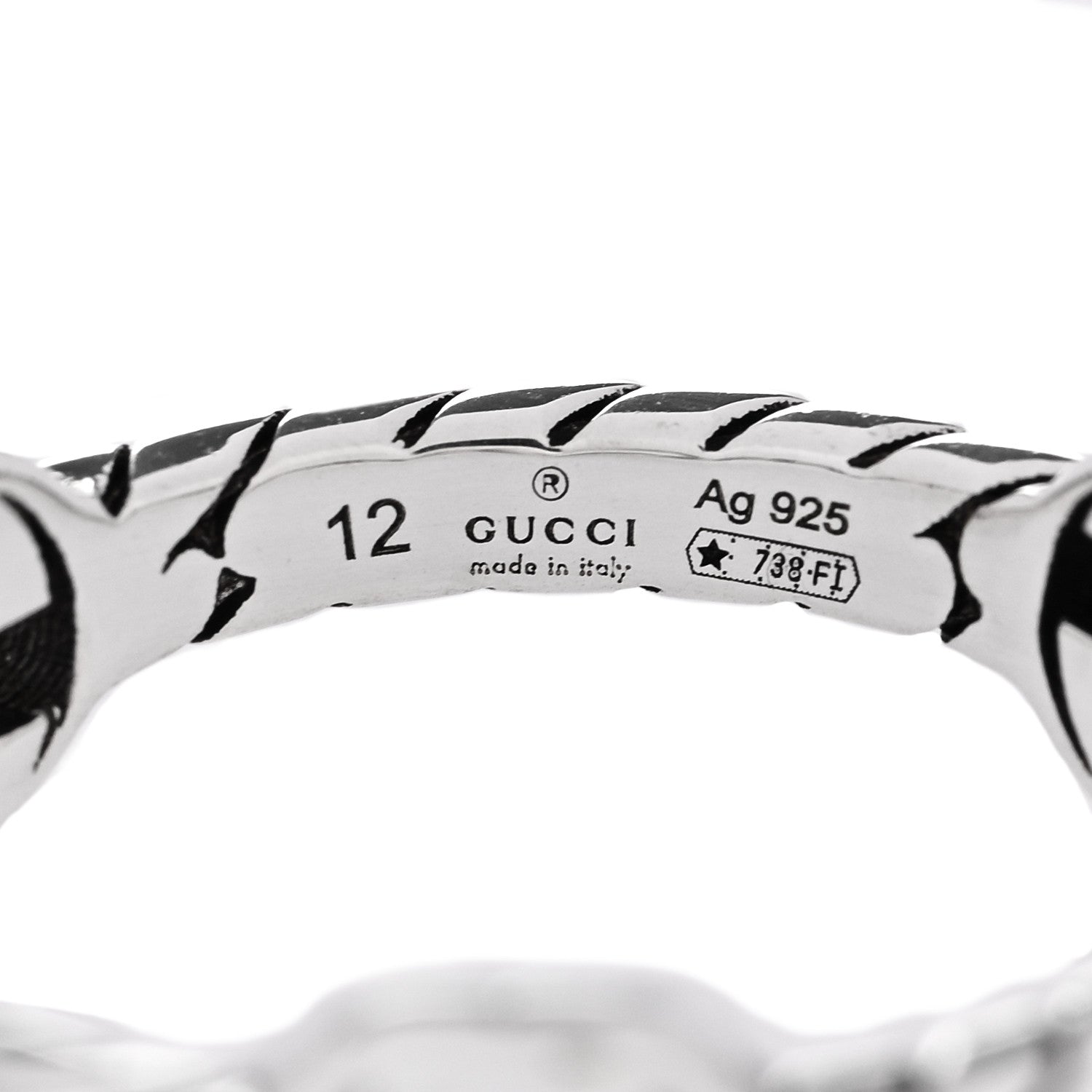 Gucci Sterling Silver Interlocking G Chain Ring 52 6 4 of 5