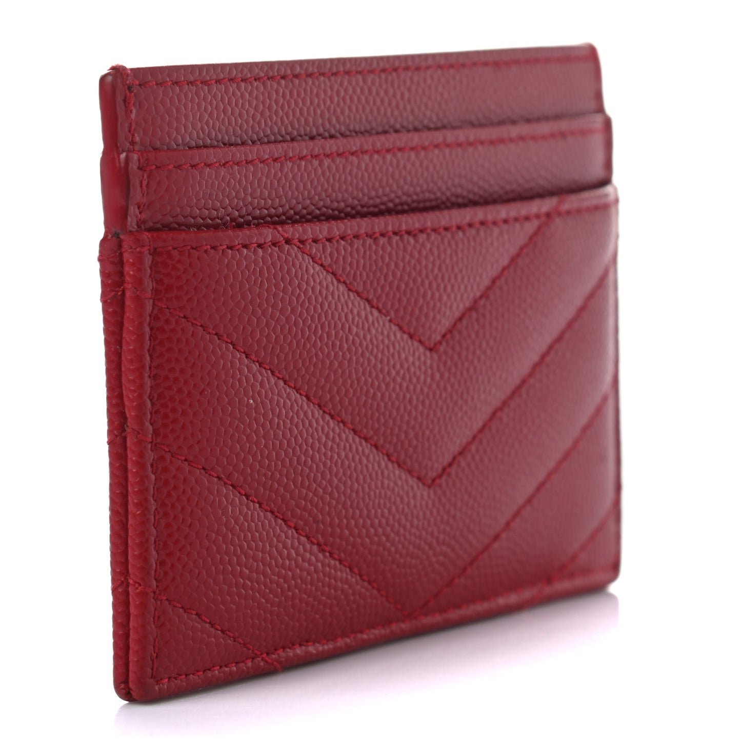 Grain De Poudre Matelasse Chevron Monogram Credit Card Case New Red