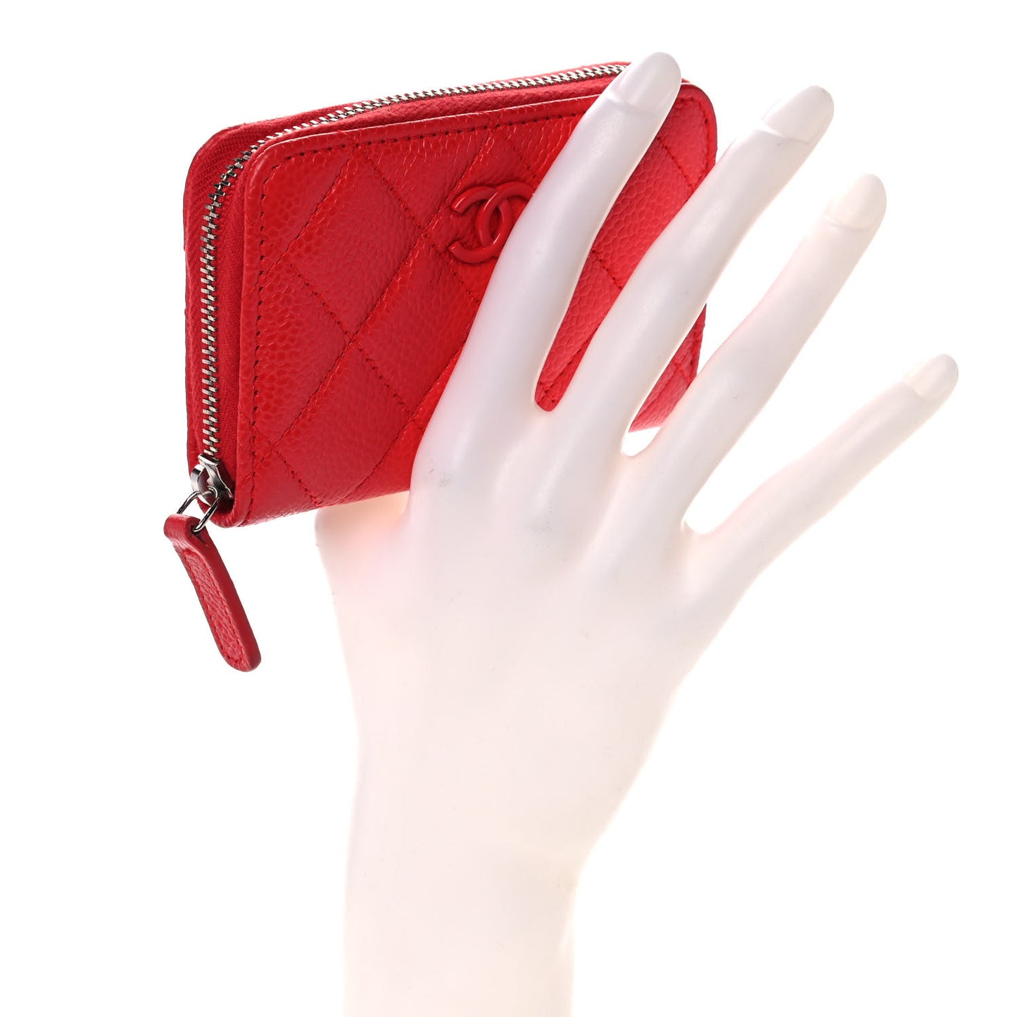 Caviar Quilted Incognito Zip Coin Purse Coral