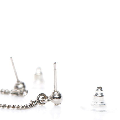 Chanel Baguette Crystal CC Drop Earrings Silver 3 of 4